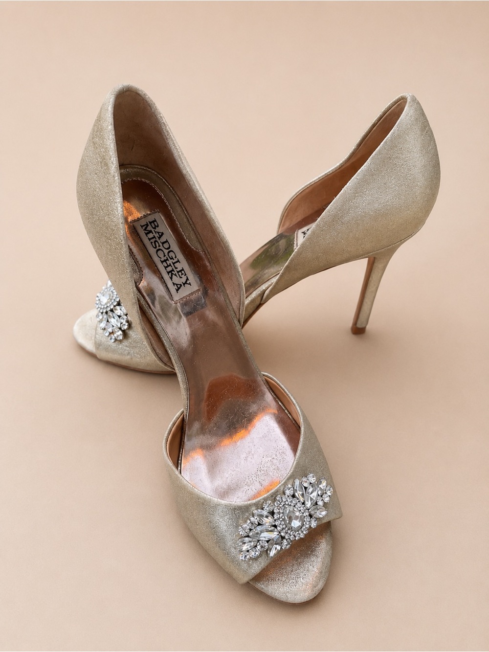 Badgley Mischka Gold Crystal Heels 9.5W
